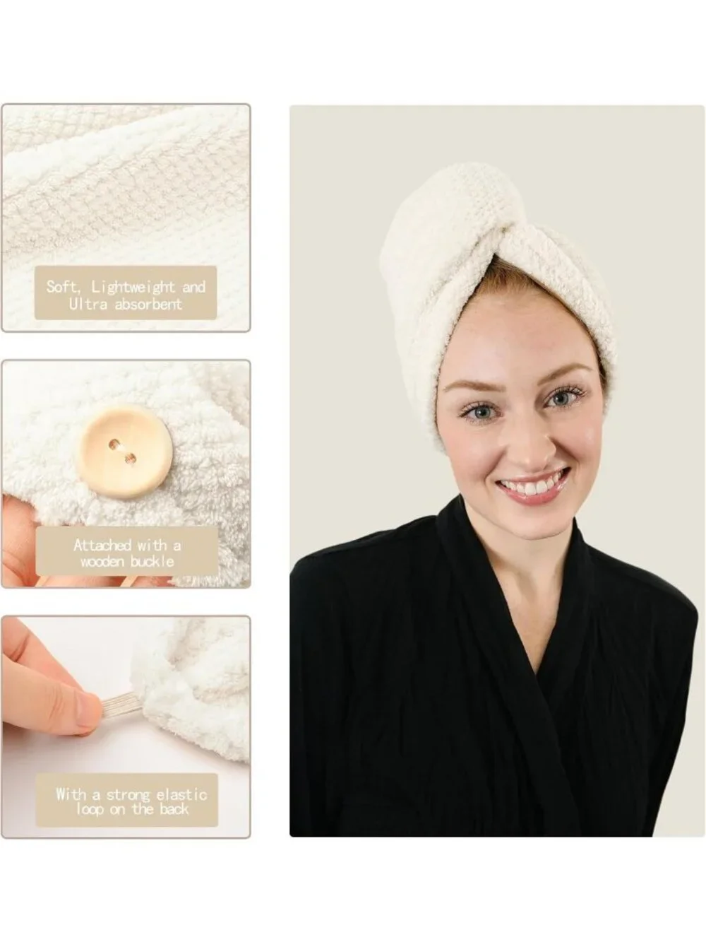 Extra Large Microfiber Hair Towel Wraps - Super Absorbent Quick Dry Hair Turbans